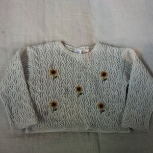 Sunflower Embroidered Kids Sweater
